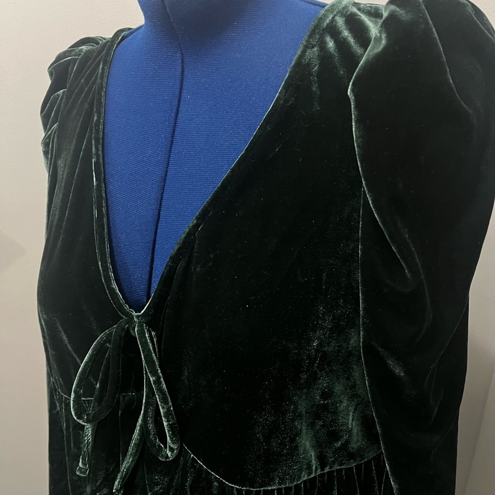 Maeve Deep Green Velvet Blouse - Picture 2 of 6